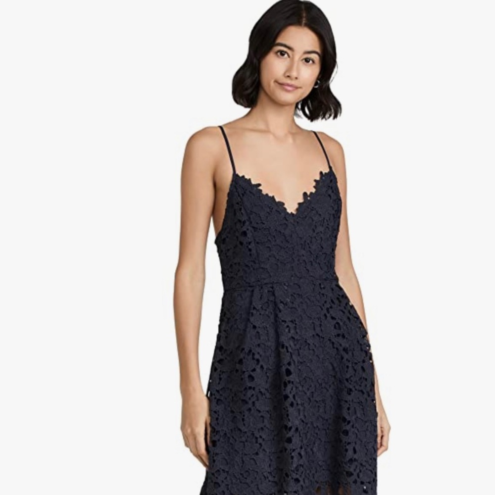 ASTR Women's Sleeveless Lace Fit & Flare Midi Dress Size XS Black